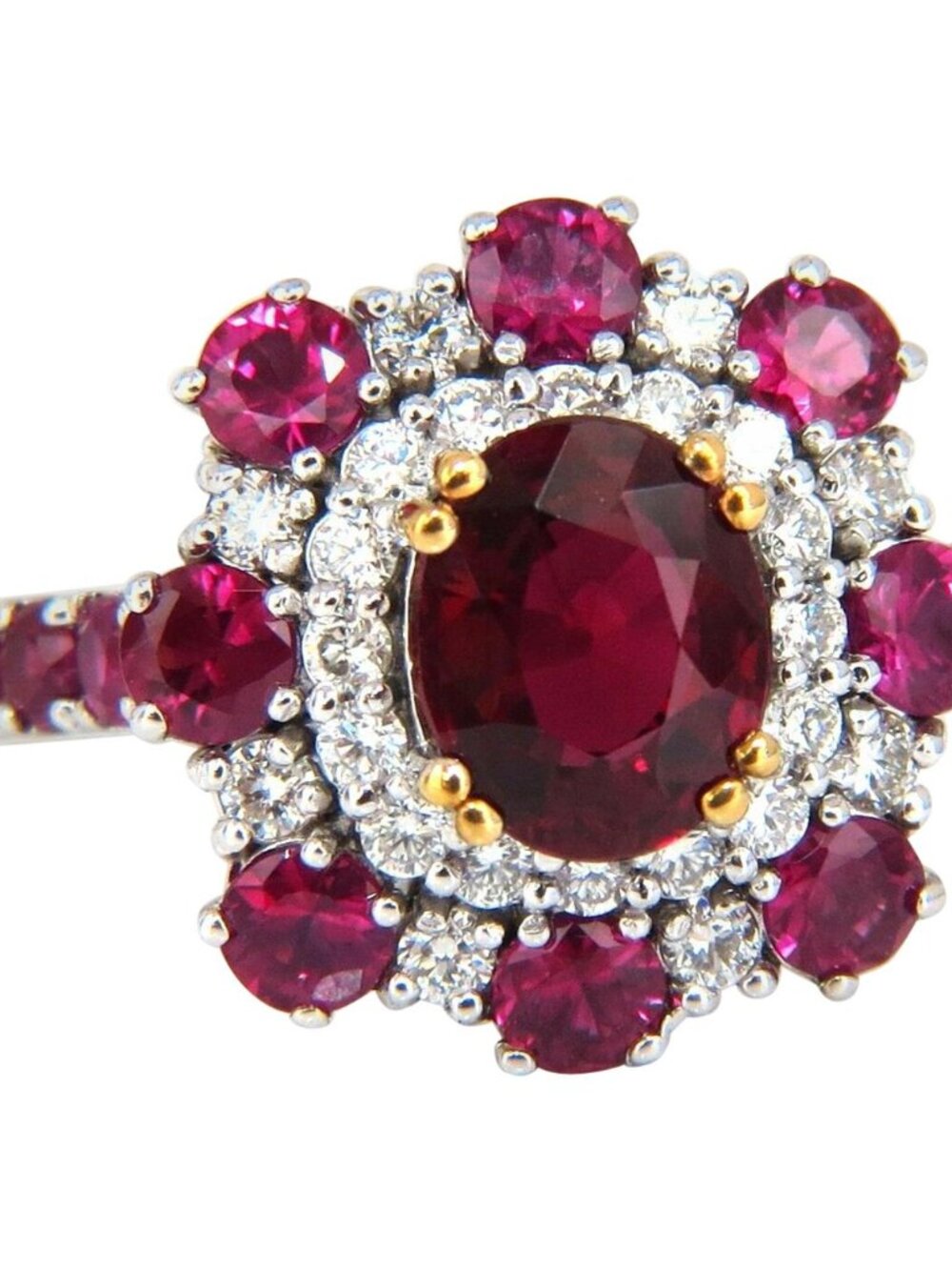 GIA Certified 2.92 Carat Natural Ruby Diamond Ring 14kt Cluster 12346*